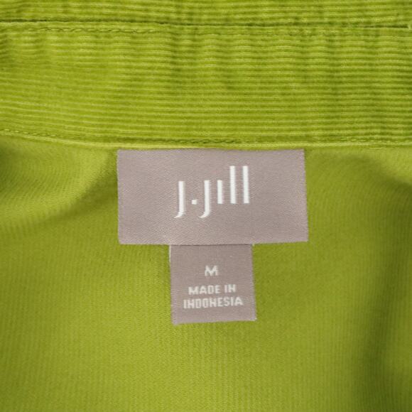 J Jill Top Womens Medium Green Corduroy Tunic Long Sleeve Boho Chic Hipster - Picture 3 of 16